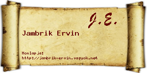 Jambrik Ervin névjegykártya